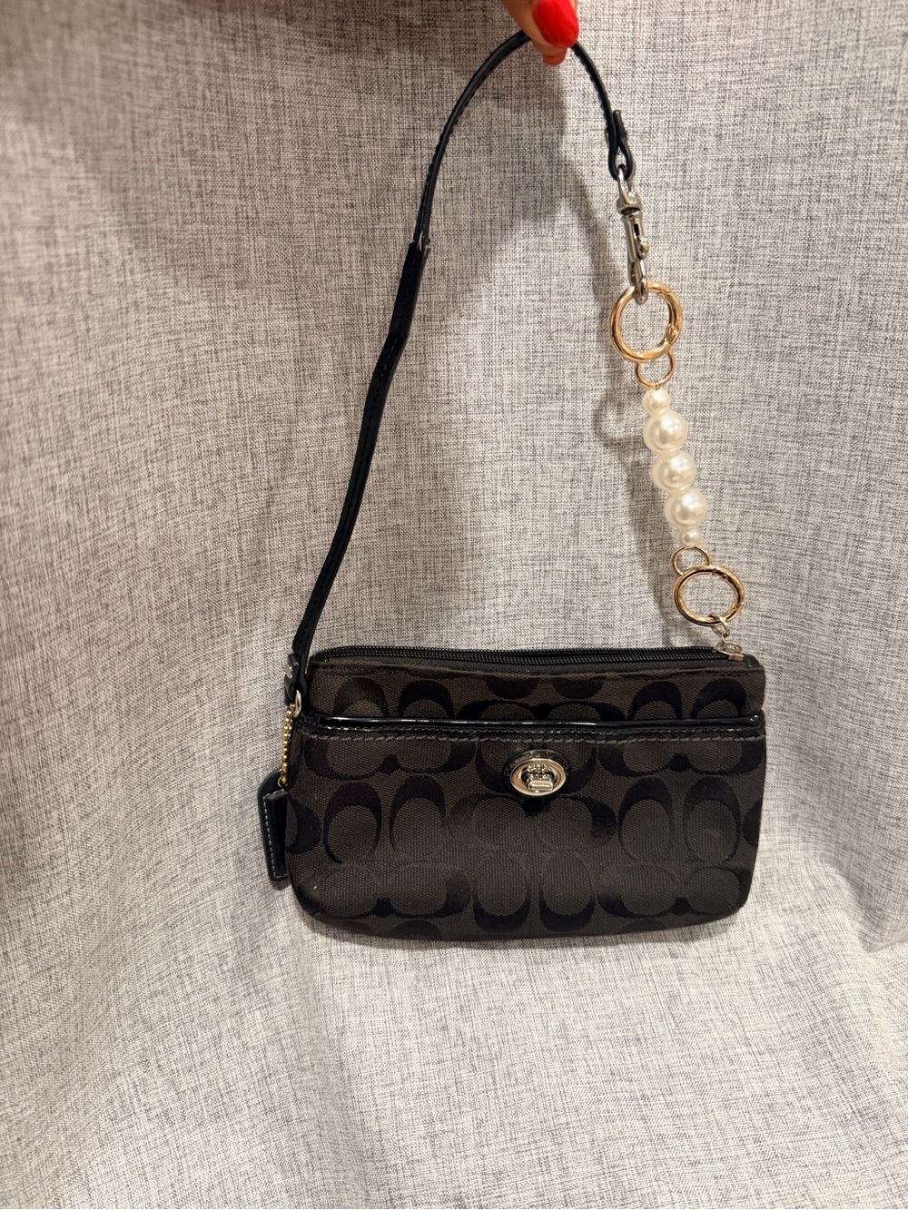 Coach Black Wristlet Monogram Signature